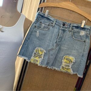 Levi’s Women’s Cutoff Denim Skirt, Button-Fly, Distressed, 32 in waist